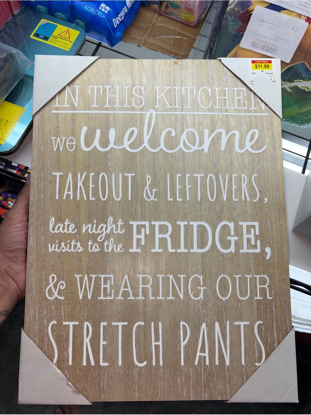 Hobby Lobby Wood-Tone Kitchen Sign with White Lettering